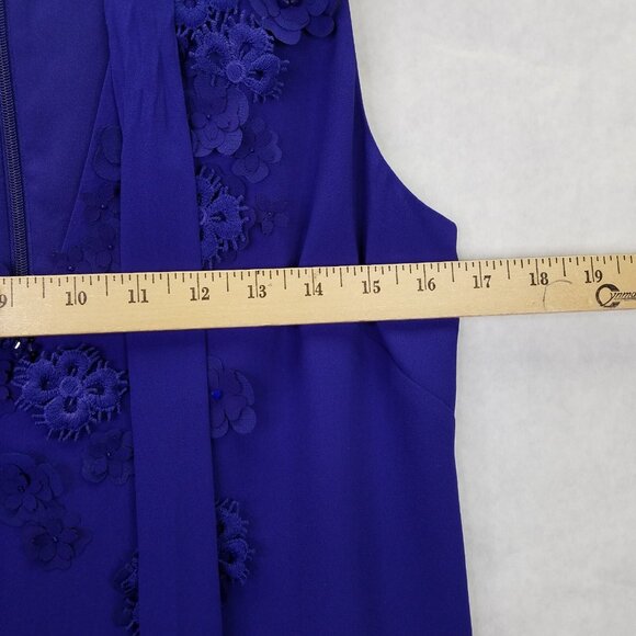 Karen Millan Mini Dress Sz 6 Floral Applique Beads Taffeta Purple Ruffle Tiered - Picture 16 of 16
